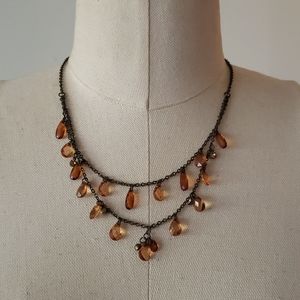 Delicate amber colored bohemian fashion necklace